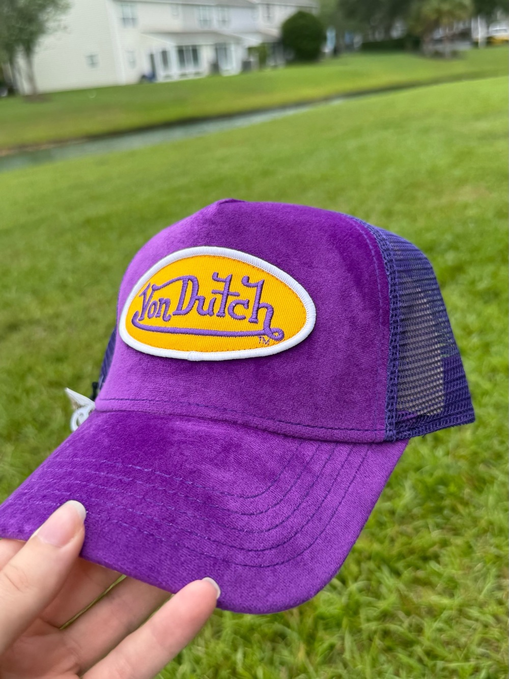 Von Dutch unisex Purple and Yellow Mesh Trucker Hat